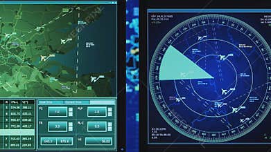 Professional air traffic controller in the control tower. Aircraft control officer works using radar, computer