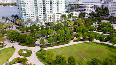 Miami Beach Canopy Park. 2025 aerial drone video