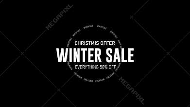 Winter Sale Christmas Offer Animation Video Everything 50% Off on Black Background
