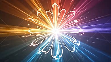 Circular motion builds a starburst layered flare design Generative AI
