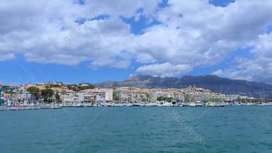 Altea city cityscape view from the sea in Alicante Mediterranean