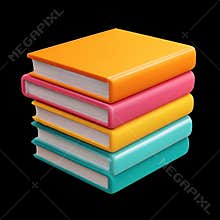 Colorful stacked books on a white background for educational and decorative purposes in a cozy reading space
