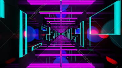 Electric Tunnel Vision: Abstract Journey Through Glowing Geometry