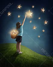 Girl trying to catch a star