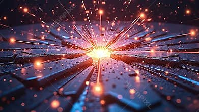 Glimmer orbits a central starburst, while animated beams Generative AI