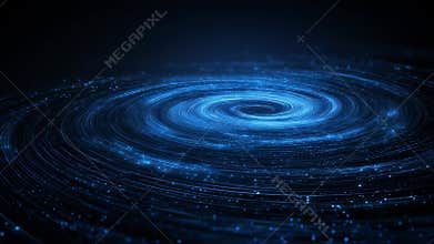 Exploring the beauty of swirling cosmic patterns with glowing blue lights, AI Generated