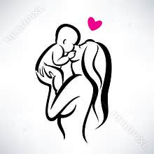 Mother kissing her child