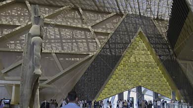Giza, Egypt- July 26 2025: The Statue of Ramesses II in The Grand Egyptian Museum or Giza Museum