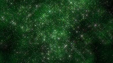Vibrant green sky with bright stars a depth-filled night scene