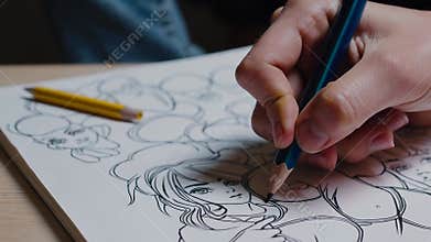 AI Male hand draws anime characters