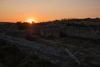 Ancient City Ruins at Sunset in Summer