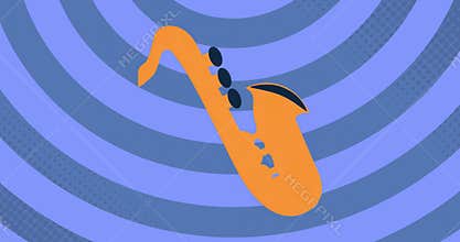 Alternating purple rings filling frame starting orange saxophone rotating clockwise for emphasis