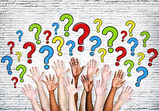 Multi-Ethnic Arms Outstretched To Ask Questions