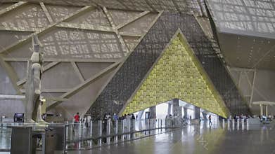 Giza, Egypt- July 26 2025: The Statue of Ramesses II in The Grand Egyptian Museum or Giza Museum