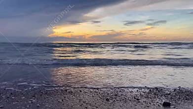 Beautiful morning or evening blue and sky with cloudy while sunsets or sunrises was taken at the sea beach
