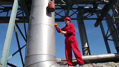 Oil Refinery Worker at Work