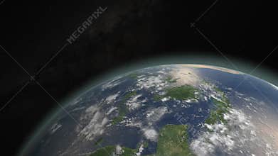 Asteroid hitting and burning Earth