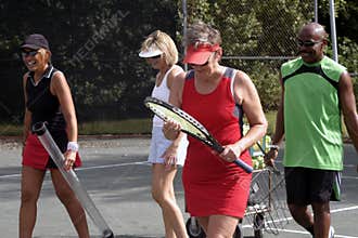 Tennis team walking