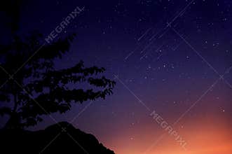 Night sky and meteors