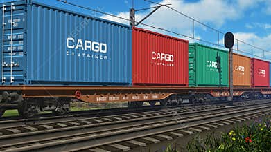 Freight train with cargo containers