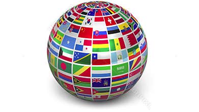 Rotating sphere with world flags