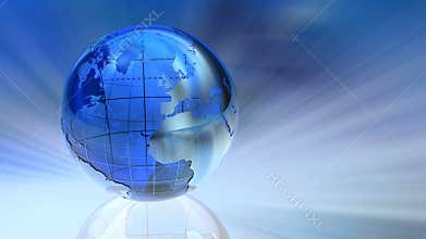 Rotating transparent glass Earth globe