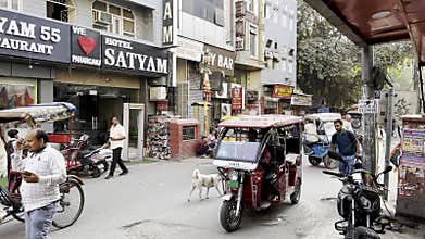 India Delhi October 20 2024 Bustling street in Delhi with
