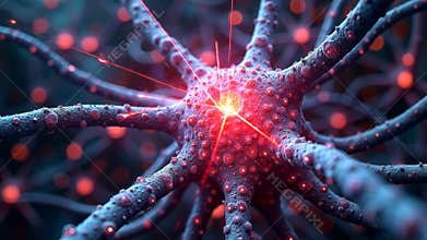 Neuron Network - Abstract Close-up of a Neuron Cell Firing