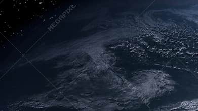 Spacestation flying over Earth