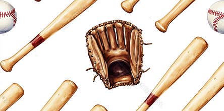 baseball bat glove cartoon scarf isolated repeat wallpaper tile background illustration doodle design featuring a modern