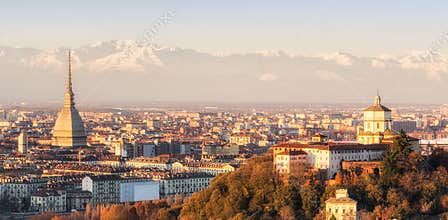 Turin (Torino), panorama at sunset