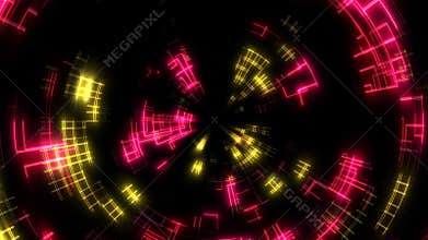 Mesmerizing spiral of vibrant red and yellow lines spinning clockwise