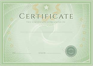Certificate / Diploma award template. Grunge patte
