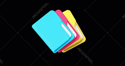 File folder stack with document datum archive 3d animation with alpha channel