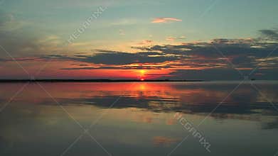 Scenic sunset at the lake