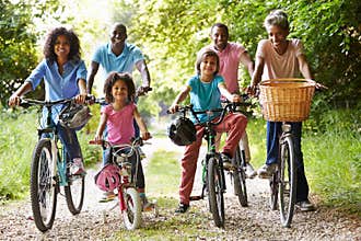 Multi Generation African American Family On Cycle Ride