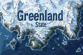 Minimalist fictional map of Greenland