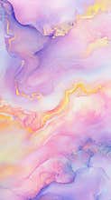 Fluid acrylic painting with pastel pink, purple, and gold colors creating a mesmerizing abstract background with flowing