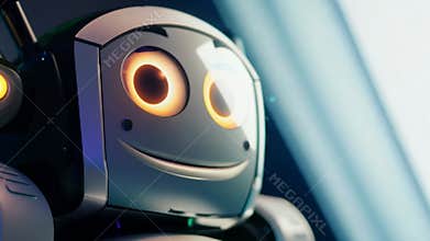 A robot with a big smile on its face
