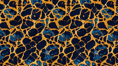 Abstract blue and gold marble crackle pattern design