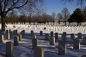 Fallen Military Heros at Cold Winter National Cemetery