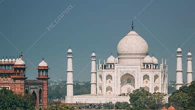 Taj Mahal in Agra, Uttar Pradesh, India. Seven world wonders. Fabulous Taj mahal travel concept. indian islamic heritage