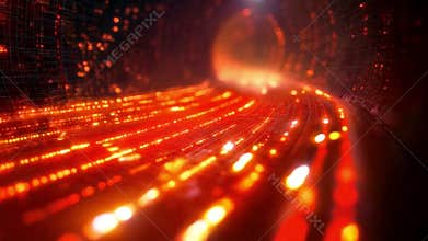 Quantum visualization of entangled qubits in superposition state in a digital tunnel. Generative AI