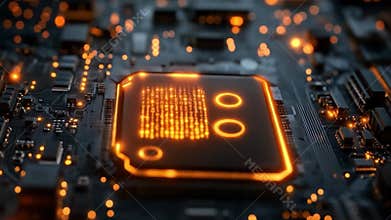 Quantum computing circuit with qubits and gates in high-resolution detail. Generative AI