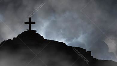 cross on the sky video background