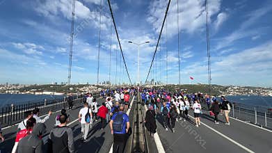 Athletes running in 45. Istanbul marathon