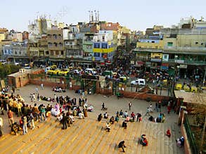 Busy streets of Old Delhi, view from Jama Masjid