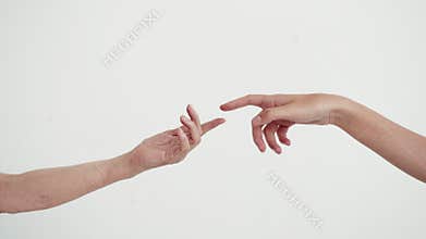 Old Woman and Young Girl Join Hands Concept Health Care of Mature Age