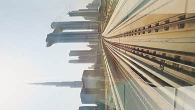 UAE, Dubai, 15 November 2024: view from a subway in motion, heavy traffic on the roads of Dubai, roads among skyscrapers