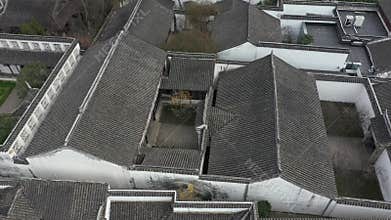 Aerial view of Urban Ancient Architecture and Street View, Suzhou city Jiangsu province China